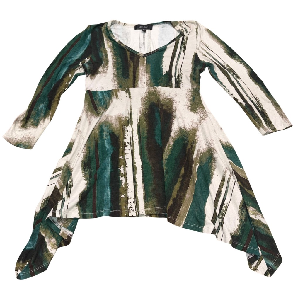 Tunic Top Women S Green Abstract Fairycore Y2K Made in USA Karen Kane